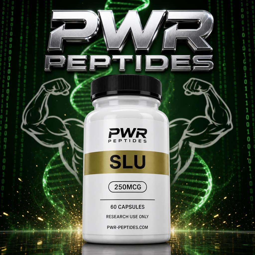 SLU Caps 250mcg research capsules — 60 caps bottle. SLU-PP-332 exercise-mimetic research capsule. Weight Management category, third-party tested by PWR Peptides.